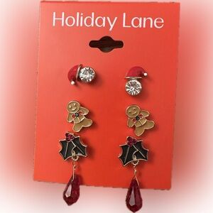 🎄Holiday Lane Gold-Tone 3-Pc Holiday Earrings Set – Macy’s Exclusive